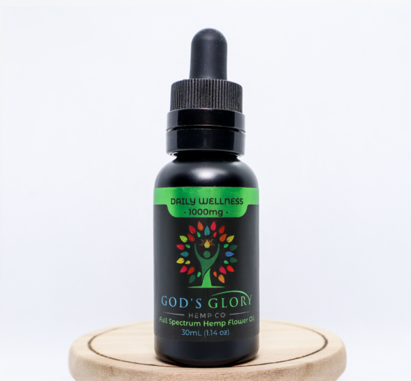 The Front of Our Daily Wellness CBD Oil Tincture Bottle